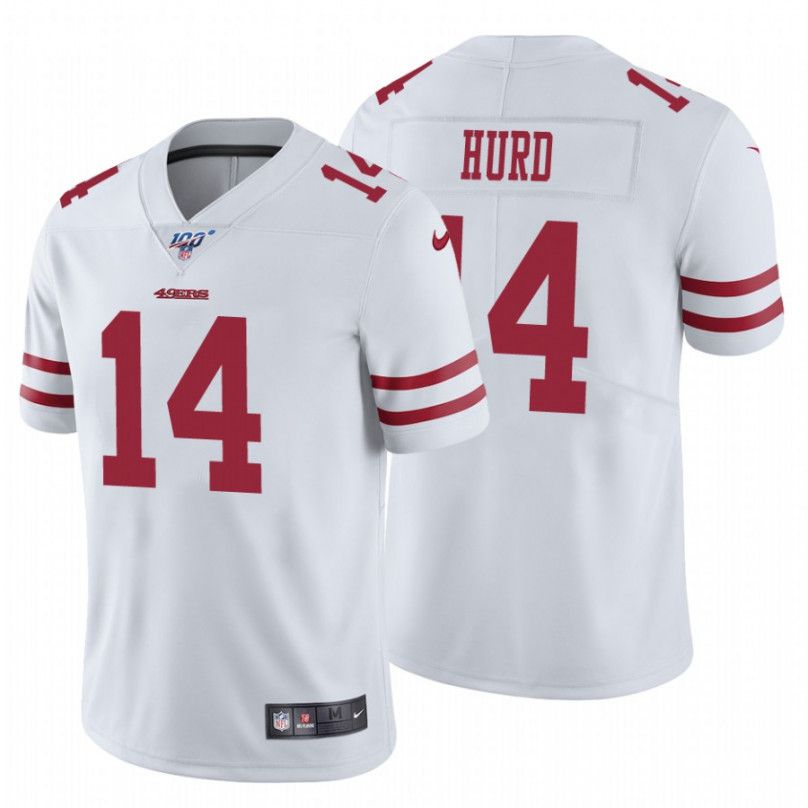 Men San Francisco 49ers #14 Jalen Hurd Nike White 100th Vapor Limited NFL Jersey->san francisco 49ers->NFL Jersey